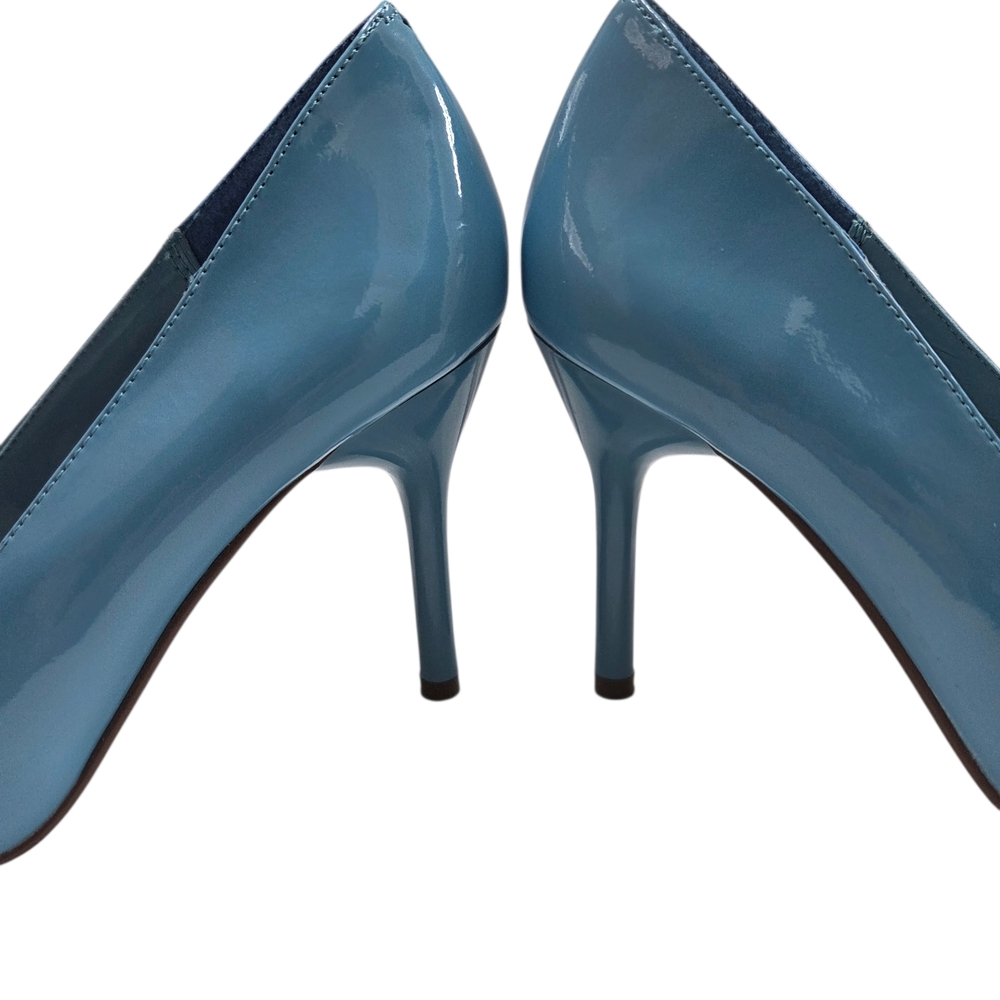 DELICIOUS Patent 4" Stiletto Heel Classic Pointed Toe Pumps Sz 8 Blue VTG NEW - Picture 5 of 16